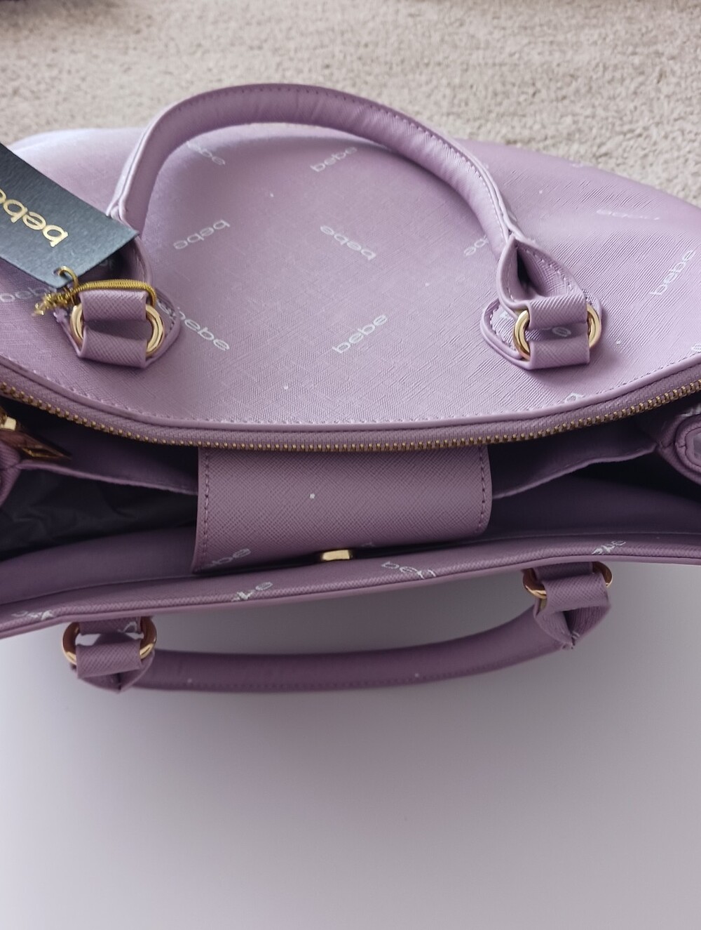 NWT bebe Jasmine Triple Entry Lilac Women's Large Satchel - Picture 7 of 11